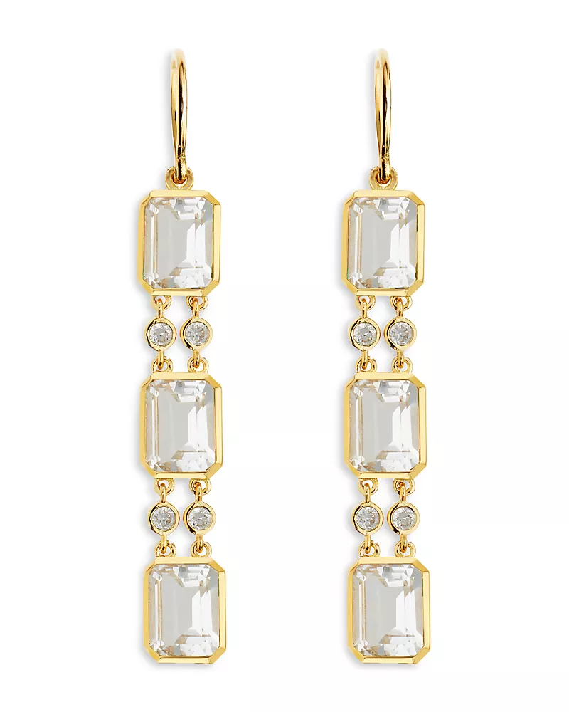 Ileana Makri 18K Yellow Gold Fine Crown White Topaz & Diamond Drop Earrings