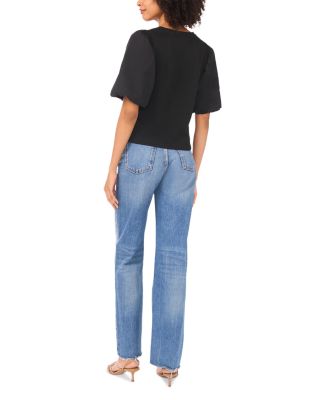 Crewneck Puff Sleeve Knit Top