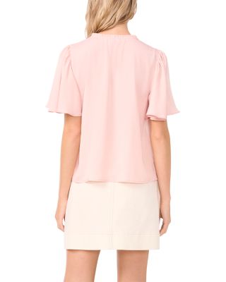 Tie Neck Flutter Sleeve Top