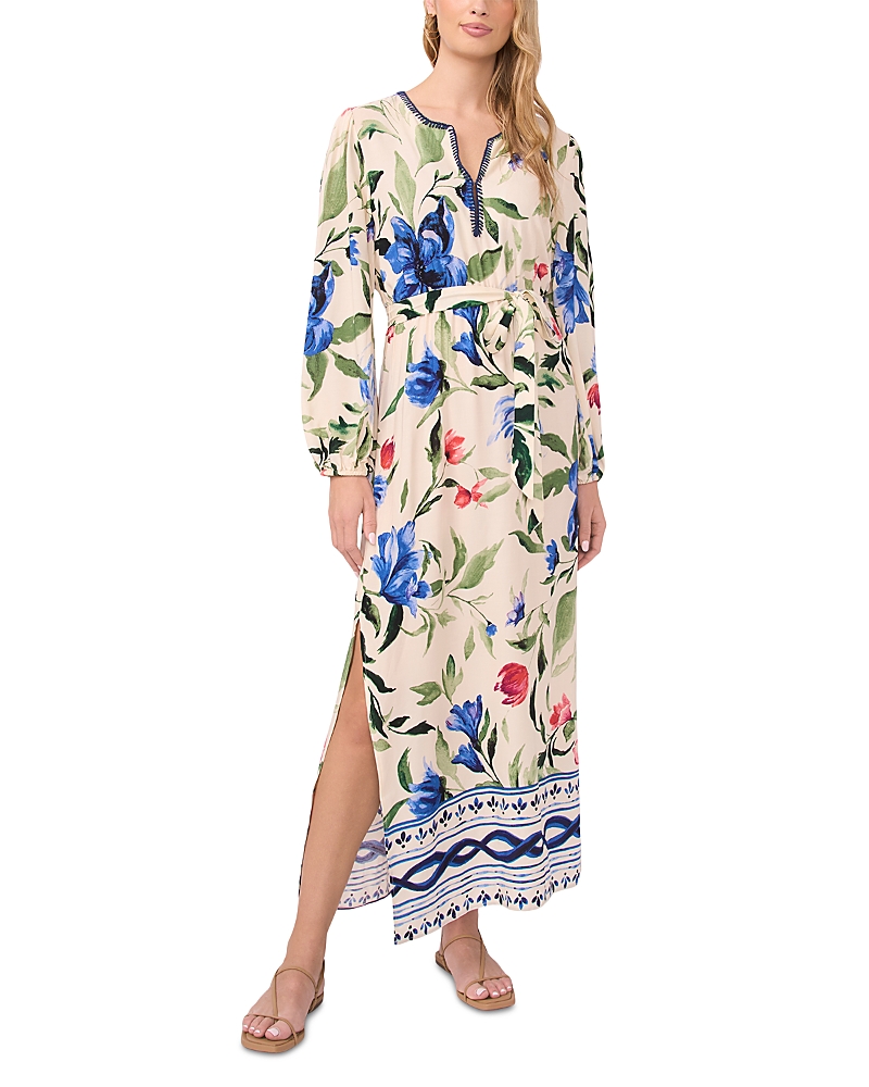 Vince Camuto V Neck Long Sleeve Maxi Dress
