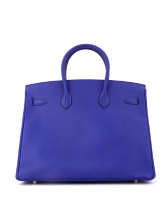 Birkin 35 Handbag Blue Epsom with Gold Hardware