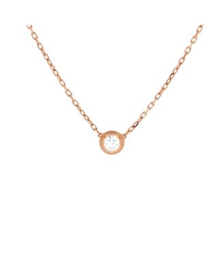  Large Cartier D'Amour Pendant Necklace 18K Rose Gold with Diamond 16"