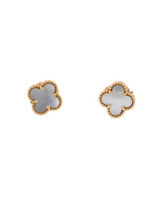  Sweet Alhambra Stud Earrings 18K Gold and Mother of Pearl