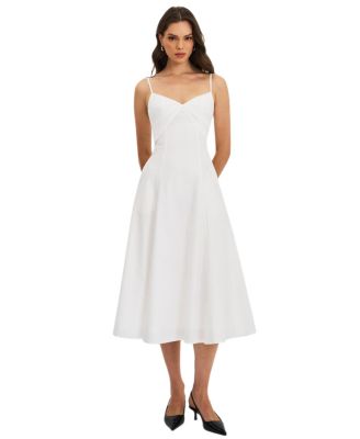  Corinne Poplin Flared Maxi Dress with Removable Bow