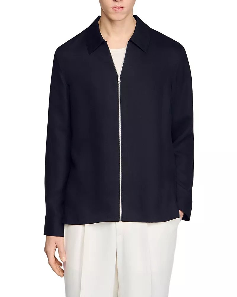 Sandro Wing Collar Zip Shirt
