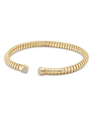 18K Yellow Gold Trisolina Diamond Torque Bangle Bracelet