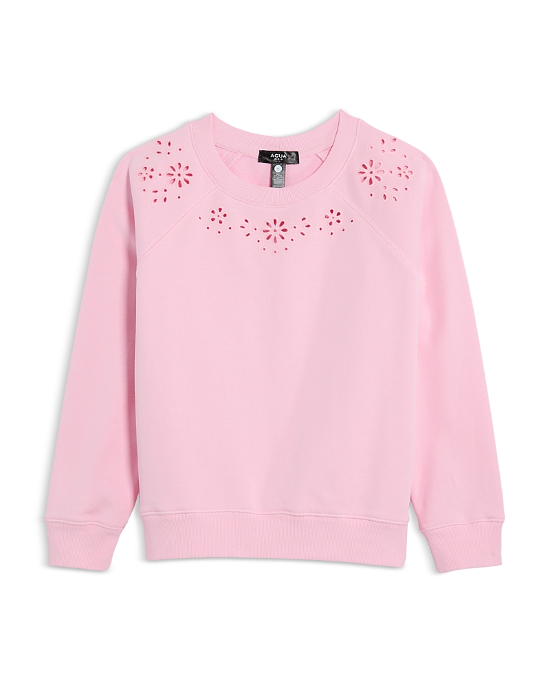 Aqua Girls' Eyelet Raglan Sweatshirt, Little Kid, Big Kid - Exclusive