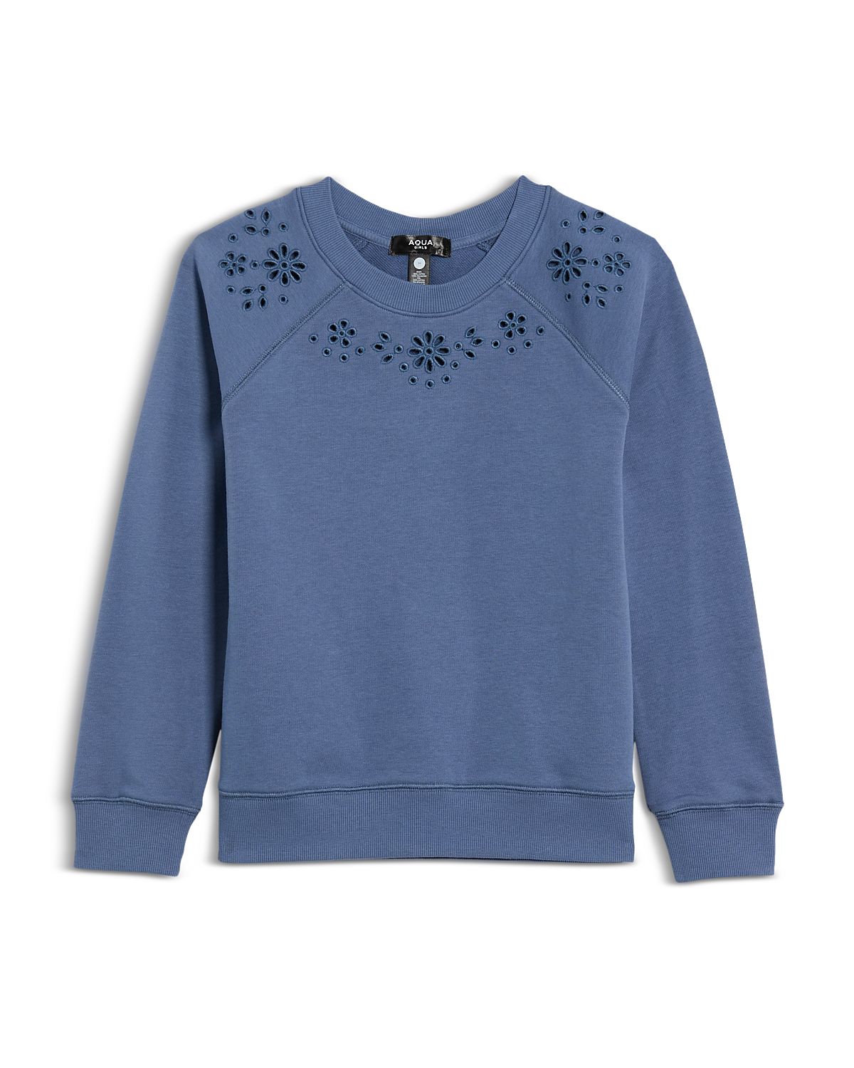 Aqua Girls' Eyelet Raglan Sweatshirt, Little Kid