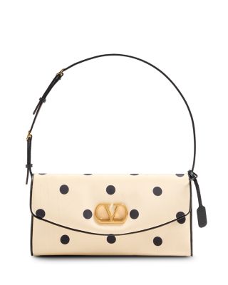 DeVain Moir&eacute; Plus De Pois Fabric Small VLogo Shoulder Bag