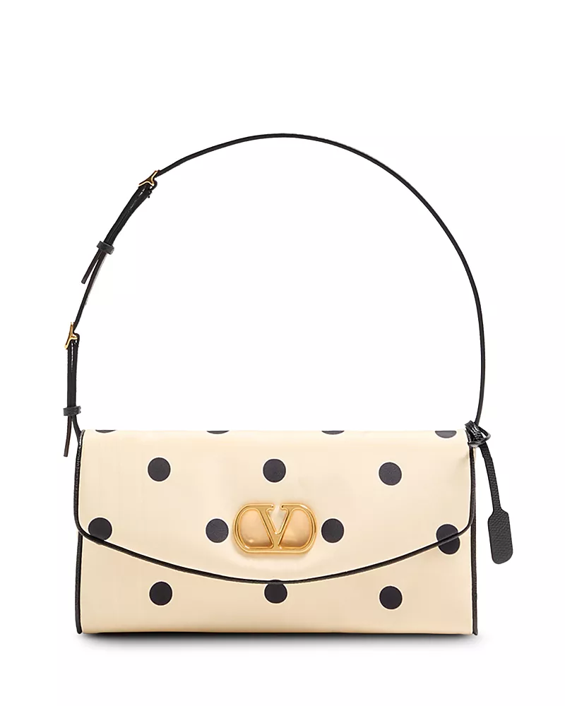 Valentino Garavani DeVain Moire Plus De Pois Fabric Small Shoulder Bag
