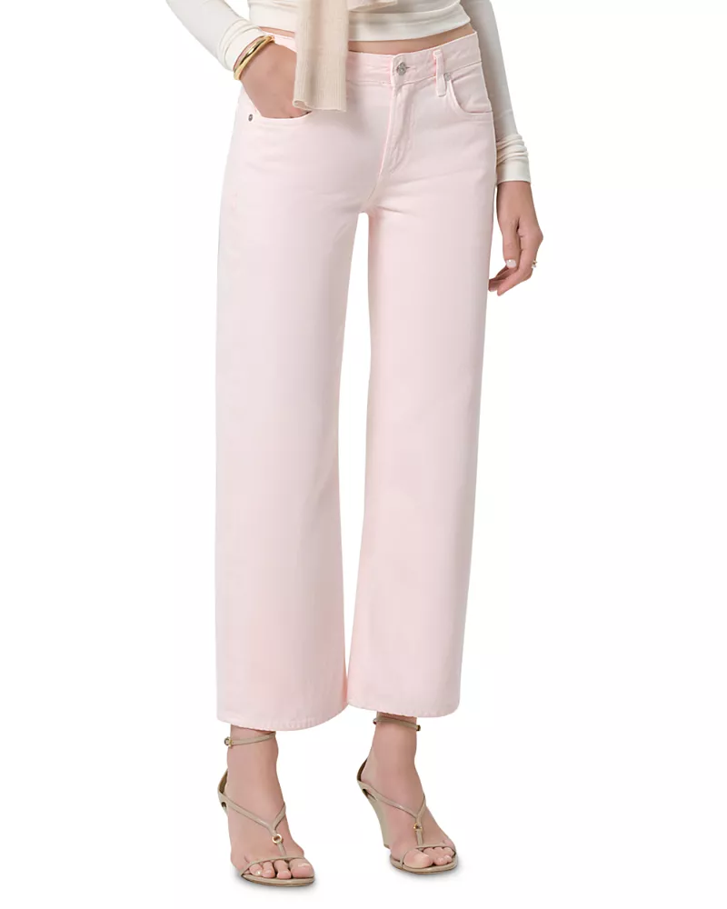 Citizens of Humanity Faye Vintage Mid Rise Straight Ankle Jeans in Pale Coral