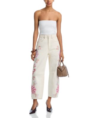 High Rise Barrel Leg Jeans in Spring Fling