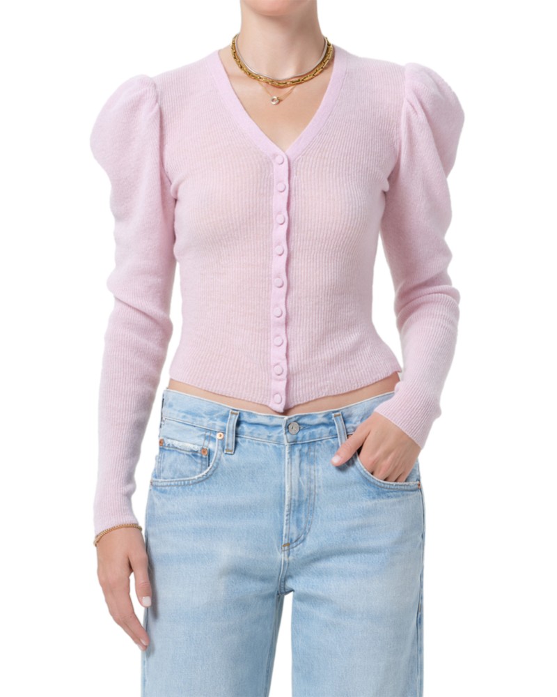 Citizens of Humanity Nena Puff Sleeve Cardigan in Ballerina