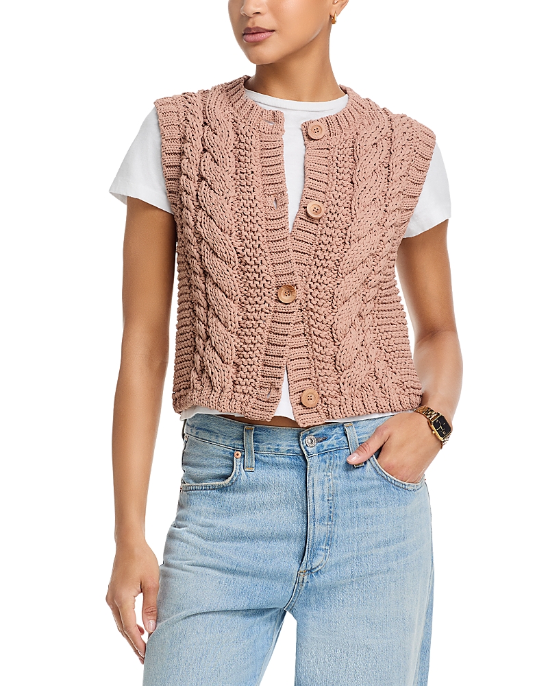 Aqua Sleeveless Cable Knit Sweater - Exclusive