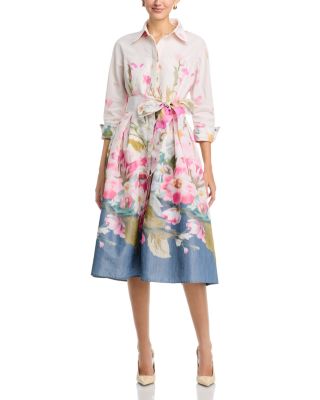 Taffeta Digital Floral Shirtdress