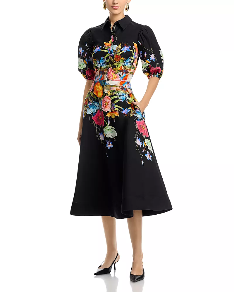 Teri Jon by Rickie Freeman Puff Sleeve Shirtdress