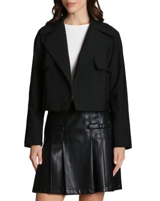 Cool Tech Nylon Open Front Cropped Trench Coat