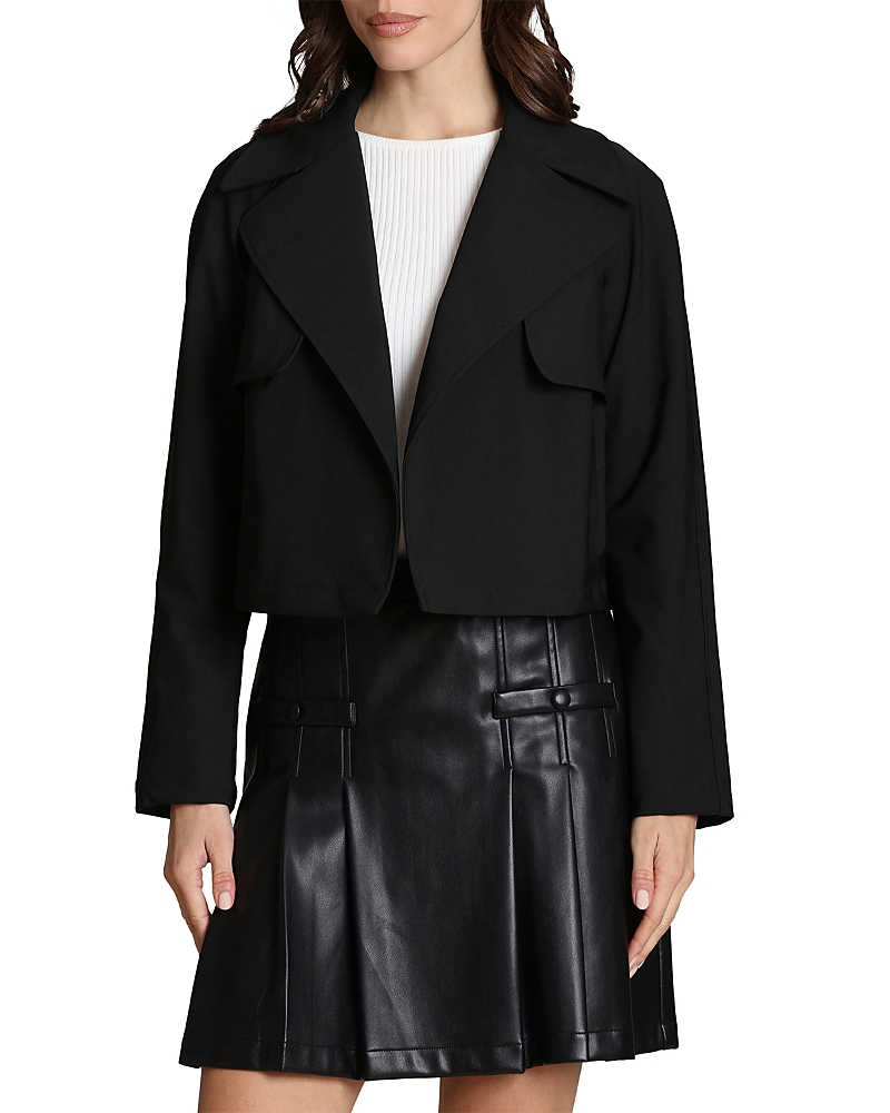 Bagatelle Cool Tech Nylon Open Front Cropped Trench Coat