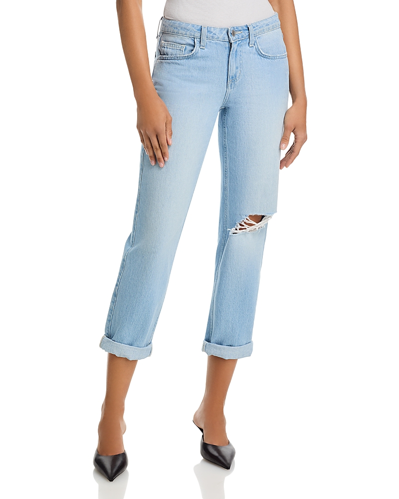 L'Agence Nevia Low Rise Slouch Straight Jeans in Brea Destruct