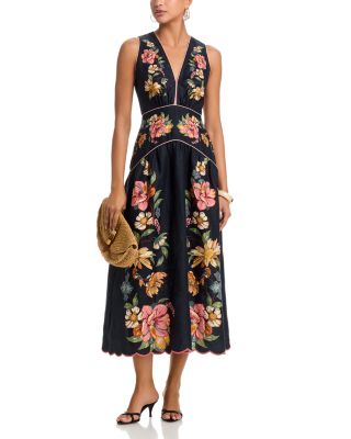 Maira Floral Print Linen Dress