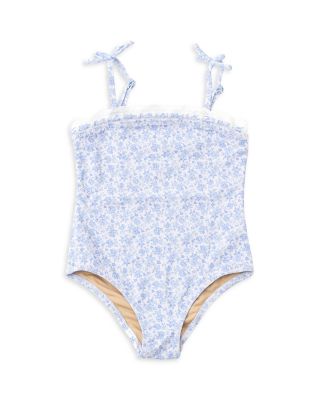 Girls' Crochet Trim Coastal Garden Swimsuit - Little Kid