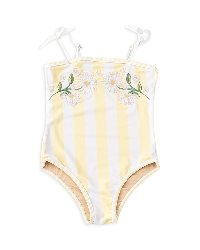 Shade Critters Girls' Embroidered Butter Striped Swimsuit - Little Kid