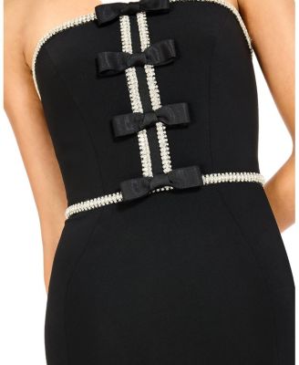  Odette Bow-Embellished Beaded Midi Dress
