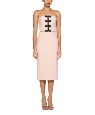  Odette Bow-Embellished Beaded Midi Dress