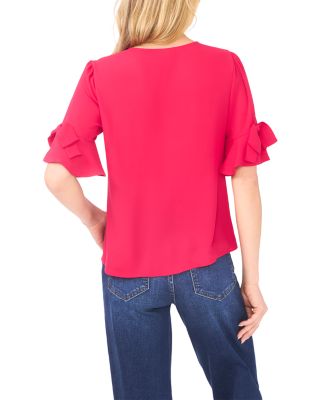 Flounce Elbow Bow Sleeve Top