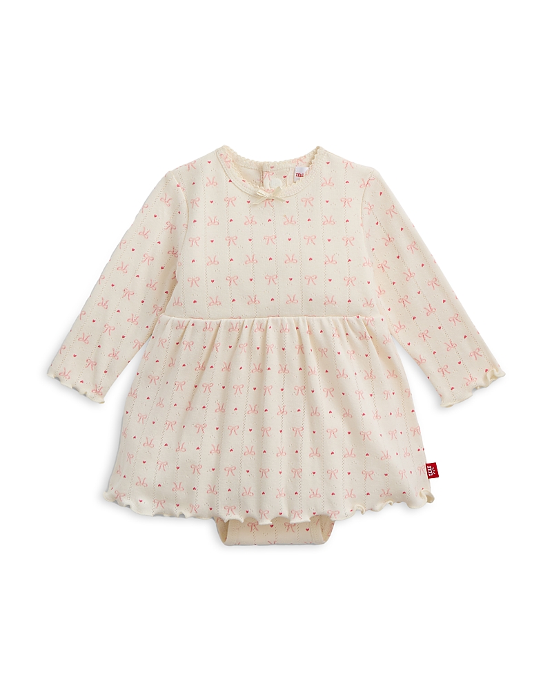 Magnetic Me Girls' Heart & Bow Pointelle Bodysuit Dress - Baby