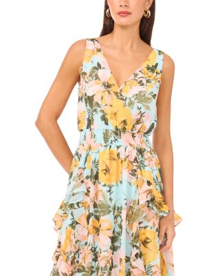 Sleeveless V-Neck Ruffle Maxi Dress