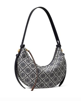 Romy T Monogram Crescent Shoulder Bag