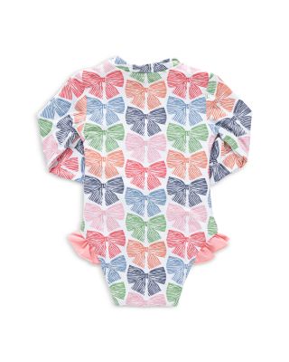Girls' Arden Bow Print Long Sleeved Swimsuit - Little Kids