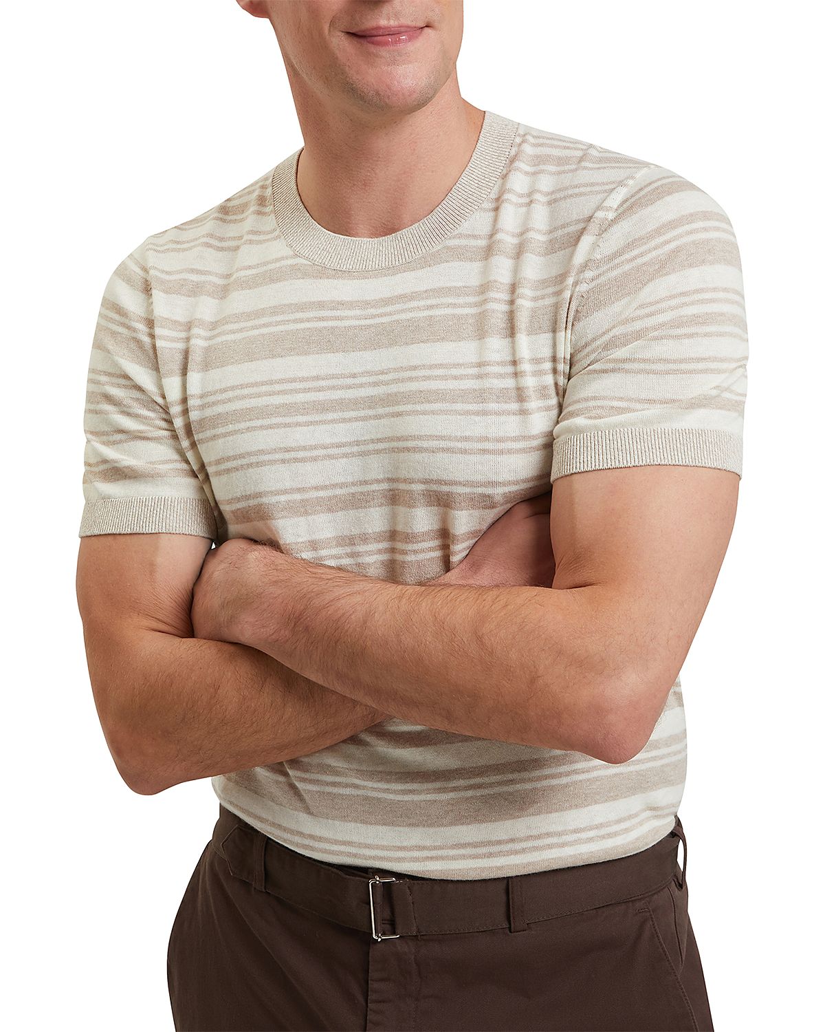 Ted Baker Linen Blend Stripe Knitted Tee