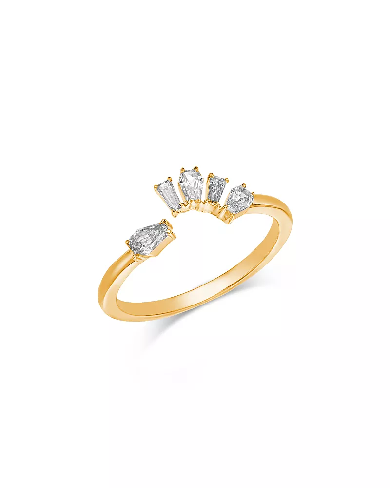 Moon & Meadow 14K Yellow Gold Lab Grown Diamond Mixed Cut Cuff Ring
