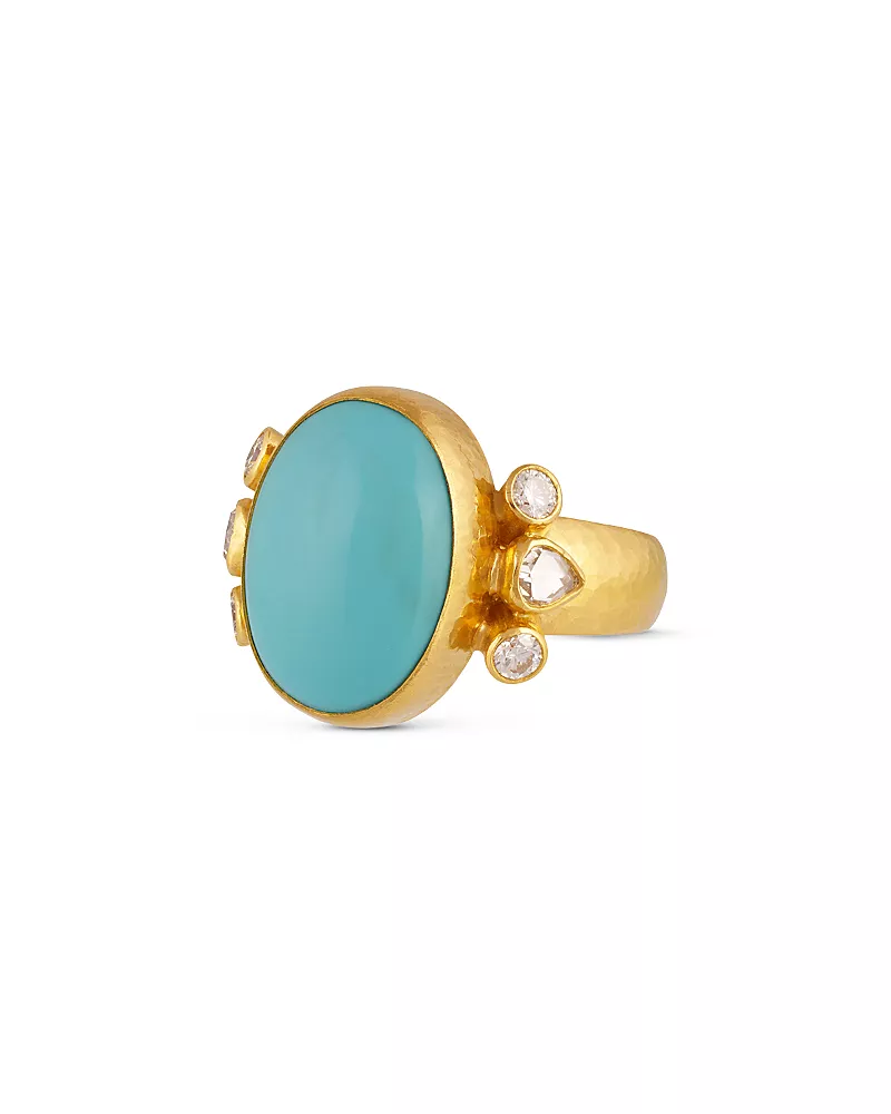 Gurhan 24K Yellow Gold Rune Turquoise & Diamond Cocktail Ring