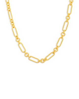24K Yellow Gold Hoopla Link Necklace, 24"