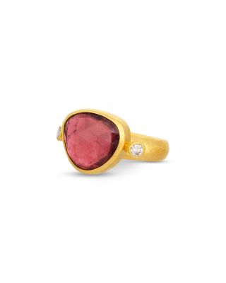 24K Yellow Gold Elements Tourmaline & Diamond Cocktail Ring