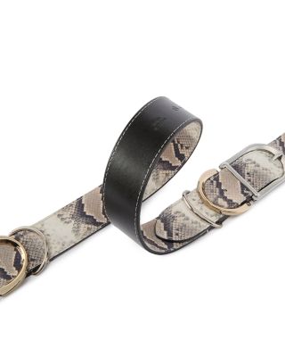 Women's Hippolita Bustino Embossed Leather Double Buckle Belt