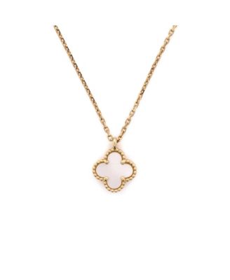 Sweet Alhambra Pendant Necklace 18K Gold and Mother of Pearl, 16"