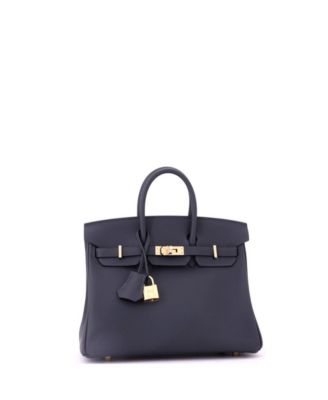 Birkin 25 Handbag Grey Swift with Permabrass Hardware