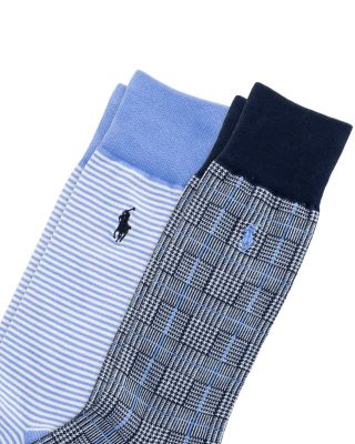 Glen Plaid & Stripe Crew Socks, Pack of 2