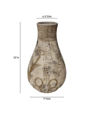 Earthenware Floral Pattern Vase