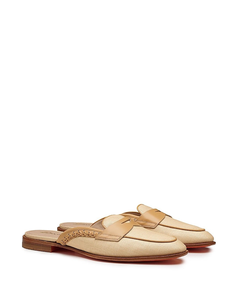 Santoni Women's Leather and Fabric Mule