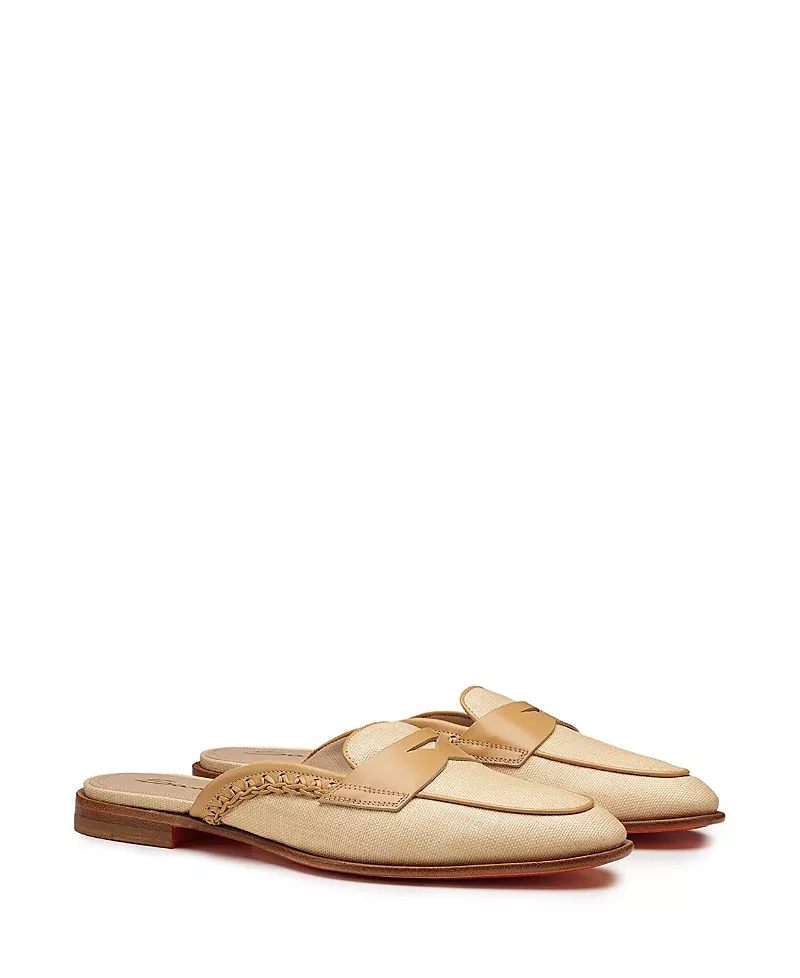 Santoni Women's Leather and Fabric Mule