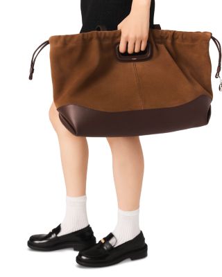 M Large Suede & Leather Tote 