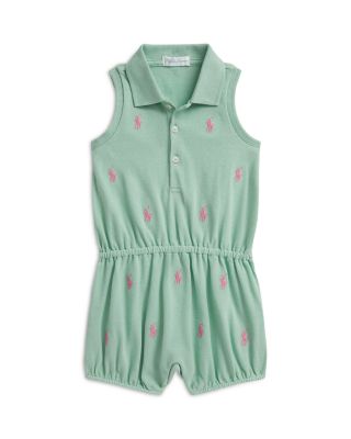 Girls' Polo Pony Cotton Mesh Bubble Shortall - Baby