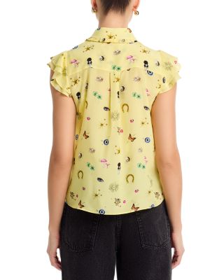 Martel Silk Flutter Sleeve Blouse