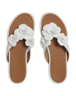 Women's Gracie Flower Leather Flip Flops