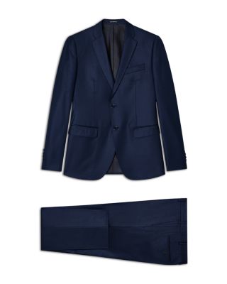 Slim Fit Single Breasted Sharkskin Wool Suit
